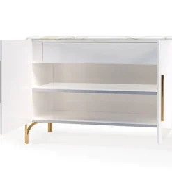 Credenza Flare laccata bianca a quattro porte