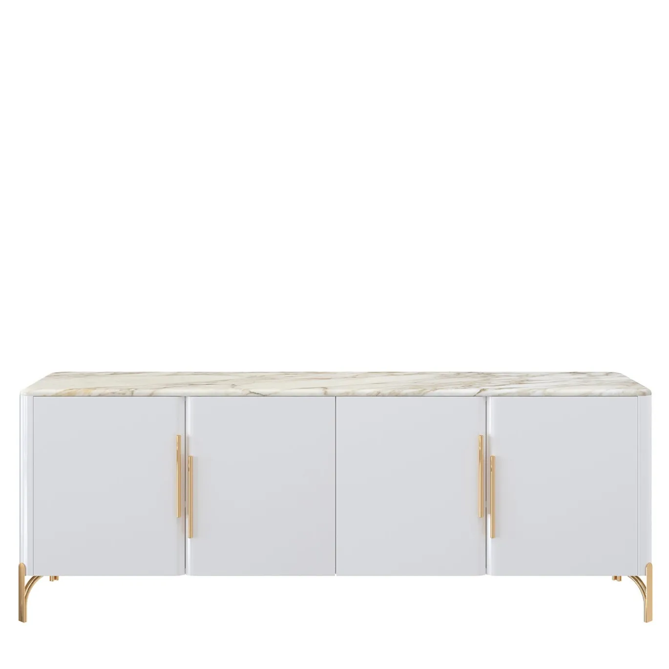 Credenza Flare laccata bianca a quattro porte