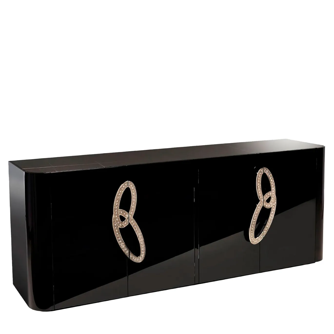 Credenza Fluxus con piano in marmo nero Aziz