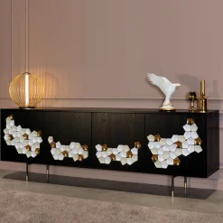 Credenza Gaudì a 4 ante in frassino nero