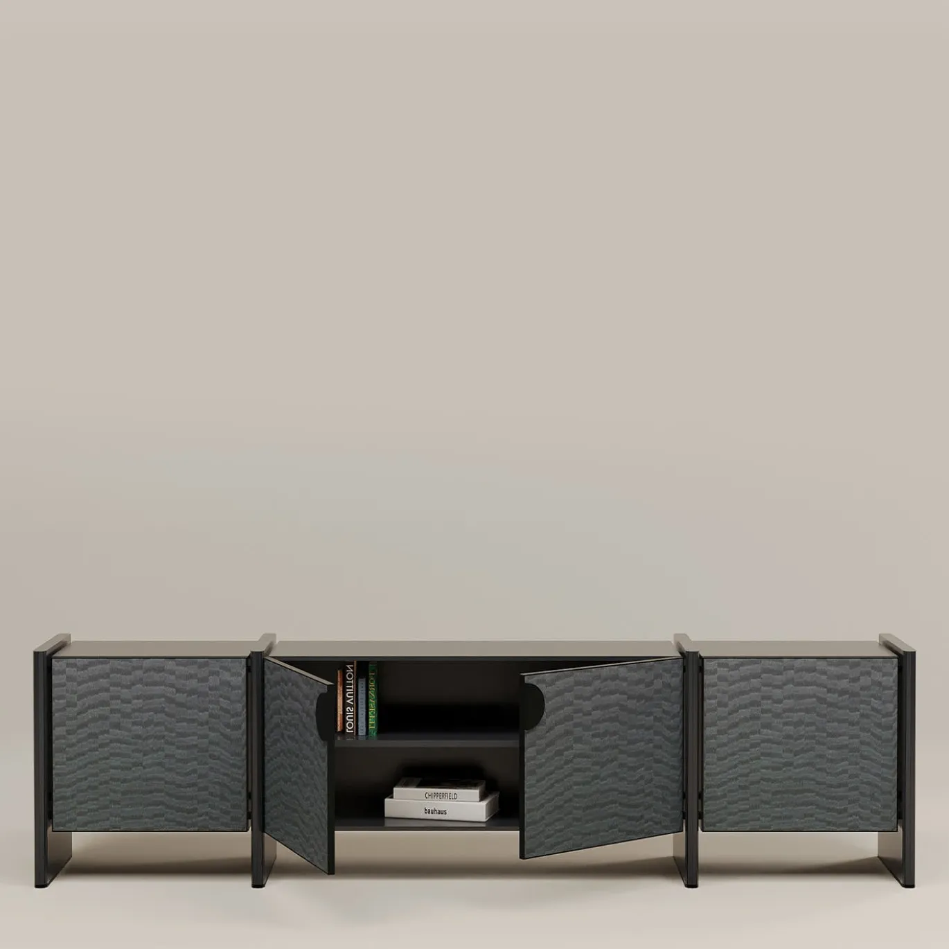 Credenza in legno con motivi blu chiaro di Tokyo