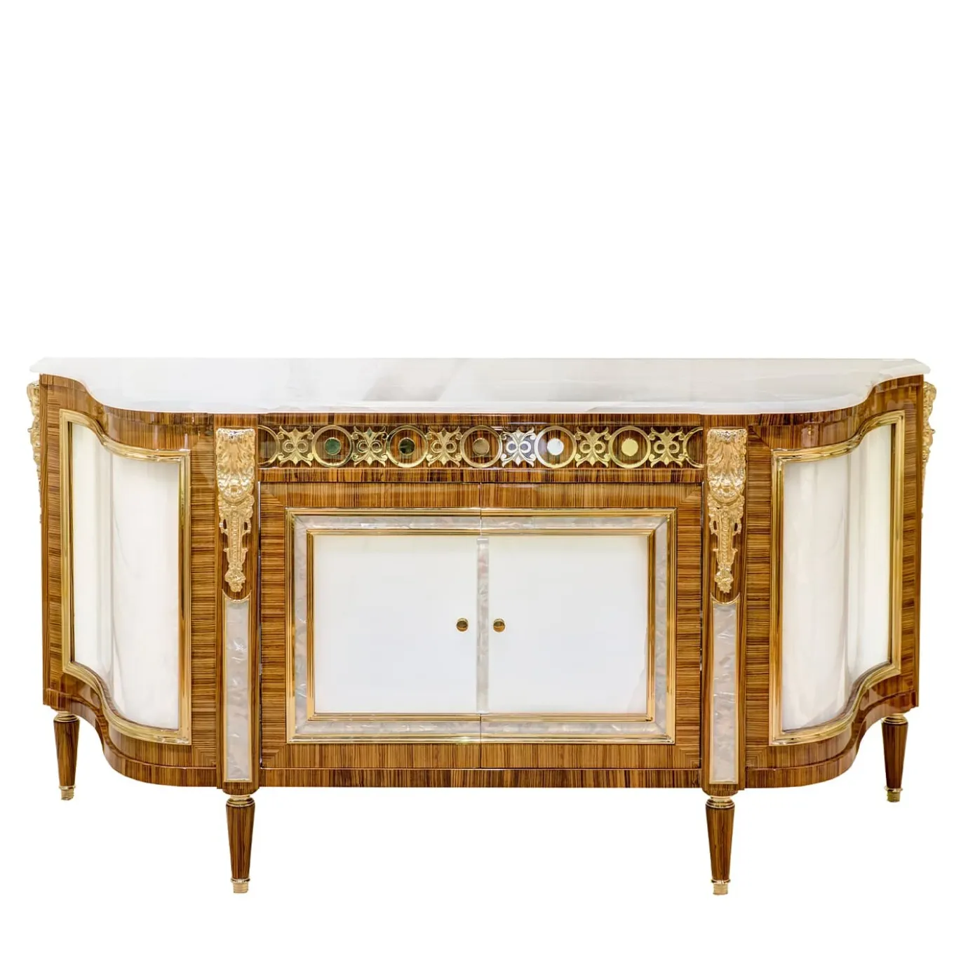 CREDENZA IN LEGNO DI ZEBRANO CON ONICE E MADRE PERLA