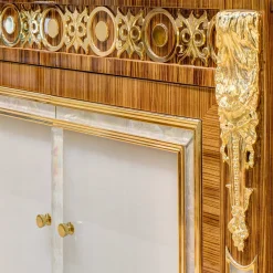 CREDENZA IN LEGNO DI ZEBRANO CON ONICE E MADRE PERLA