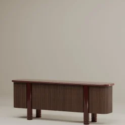 Credenza in legno marrone e rosso Paris