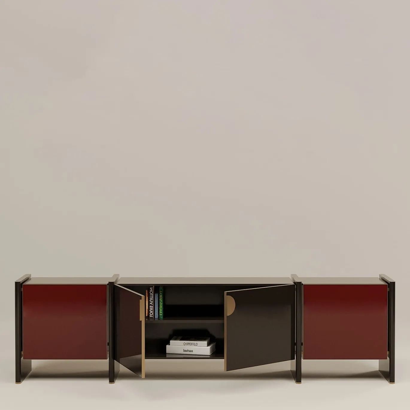 Credenza in legno rosso e marrone di Tokyo