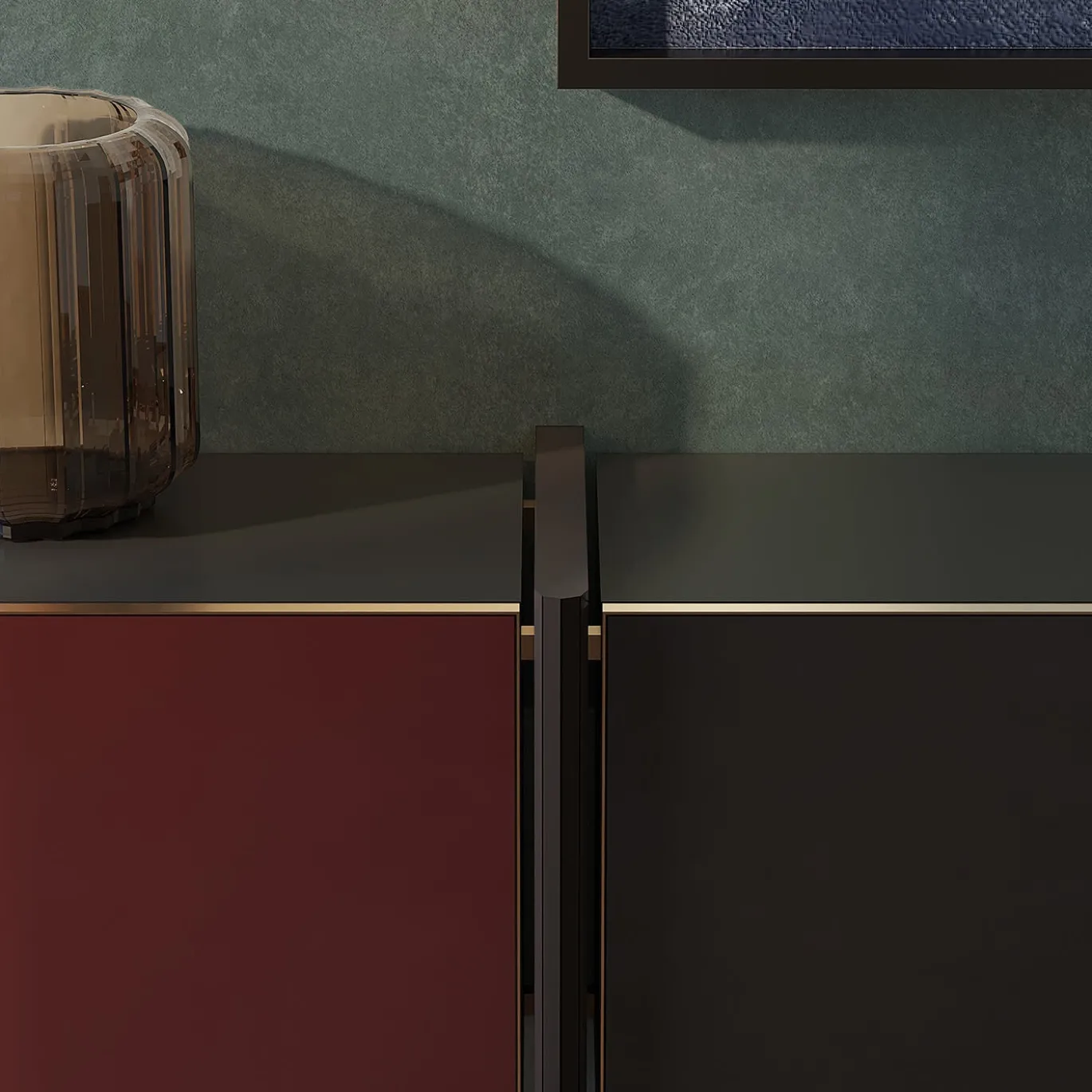Credenza in legno rosso e marrone di Tokyo