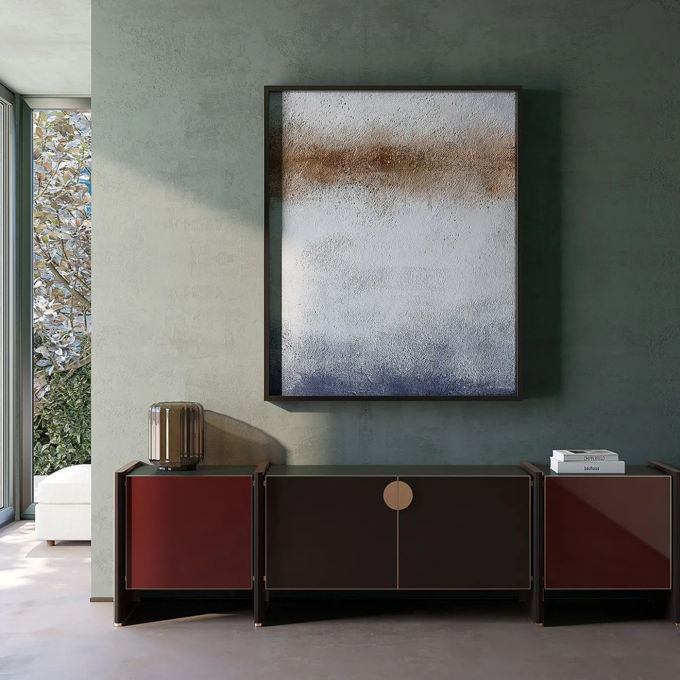Credenza in legno rosso e marrone di Tokyo