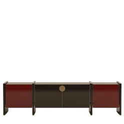 Credenza in legno rosso e marrone di Tokyo