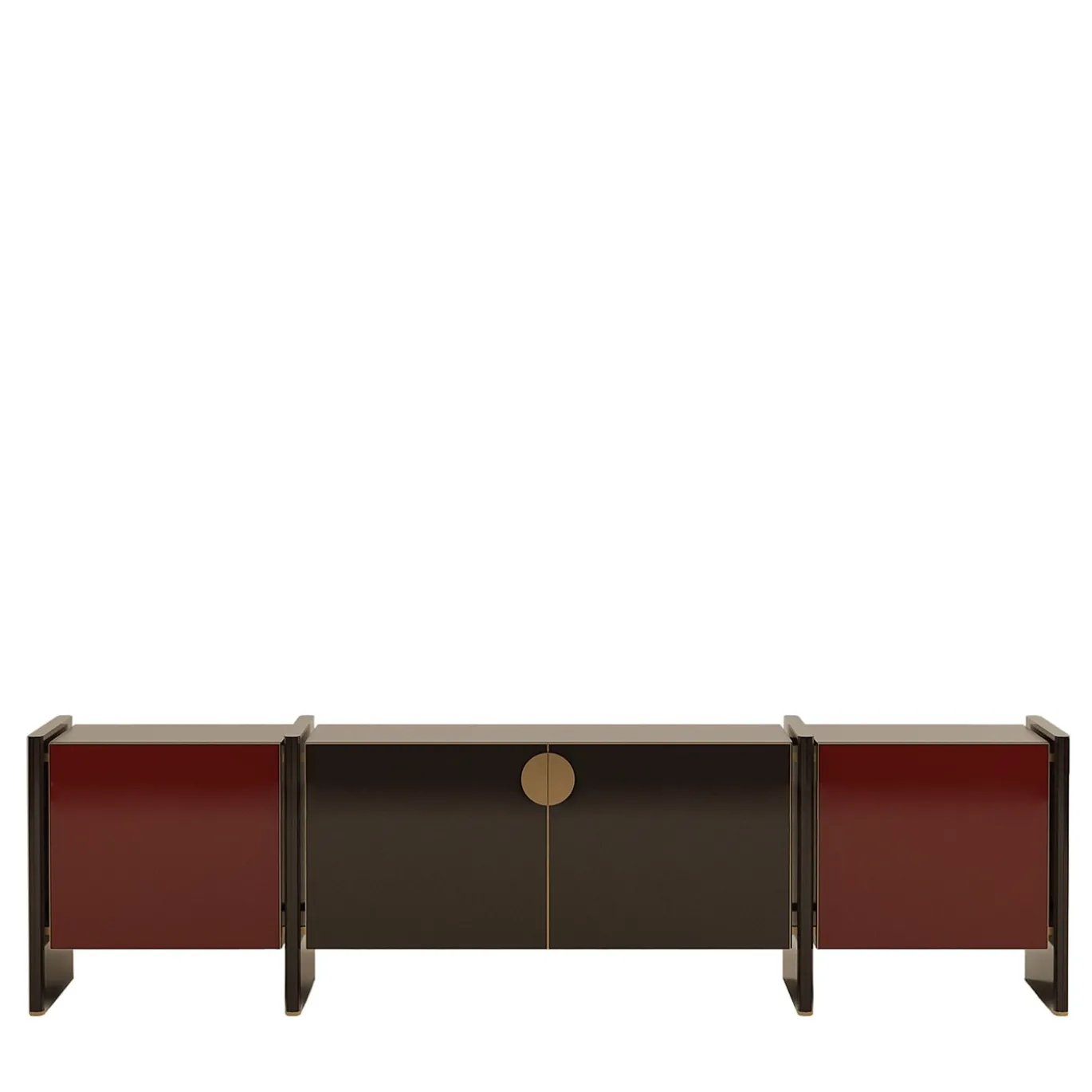 Credenza in legno rosso e marrone di Tokyo