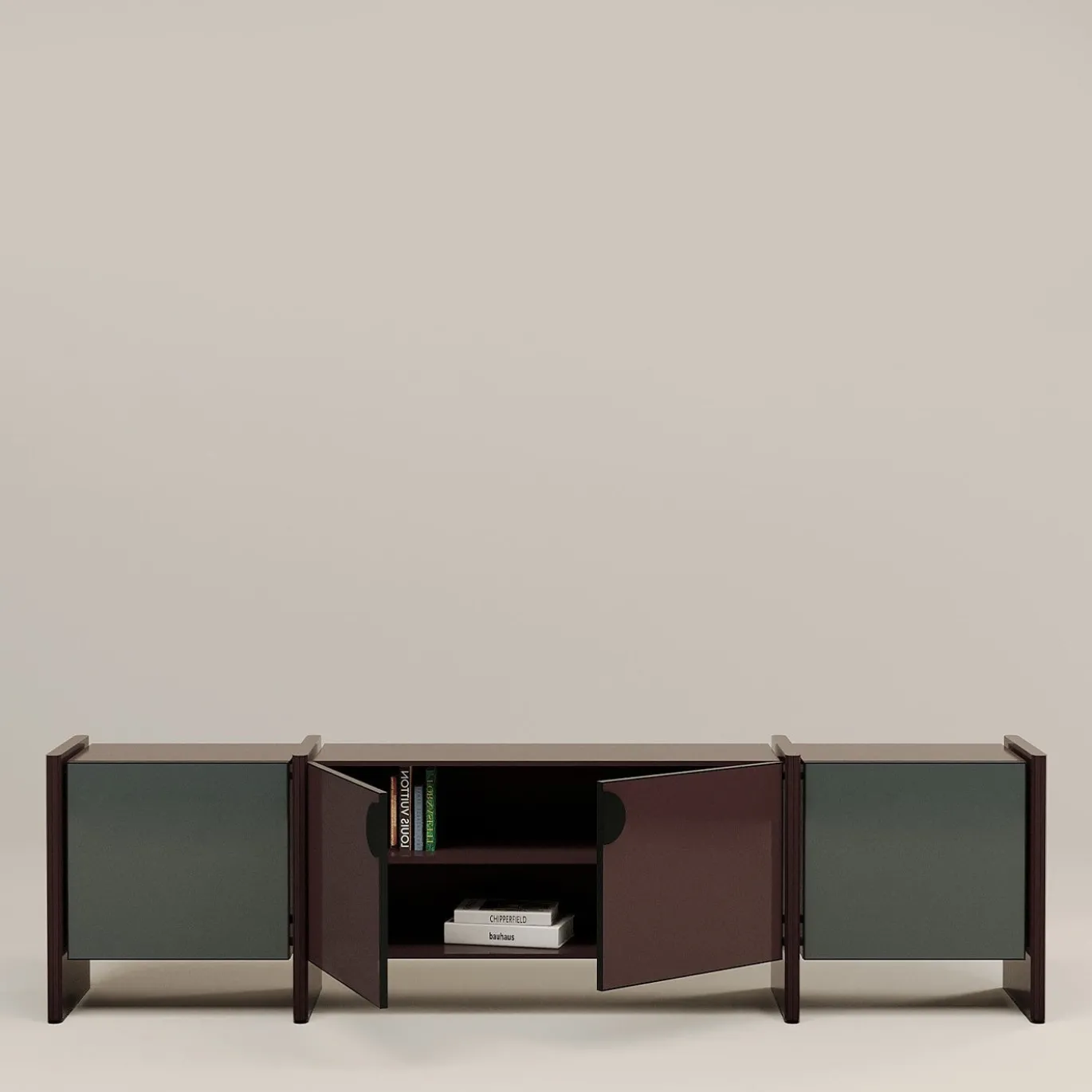 Credenza in legno verde e rosso di Tokyo
