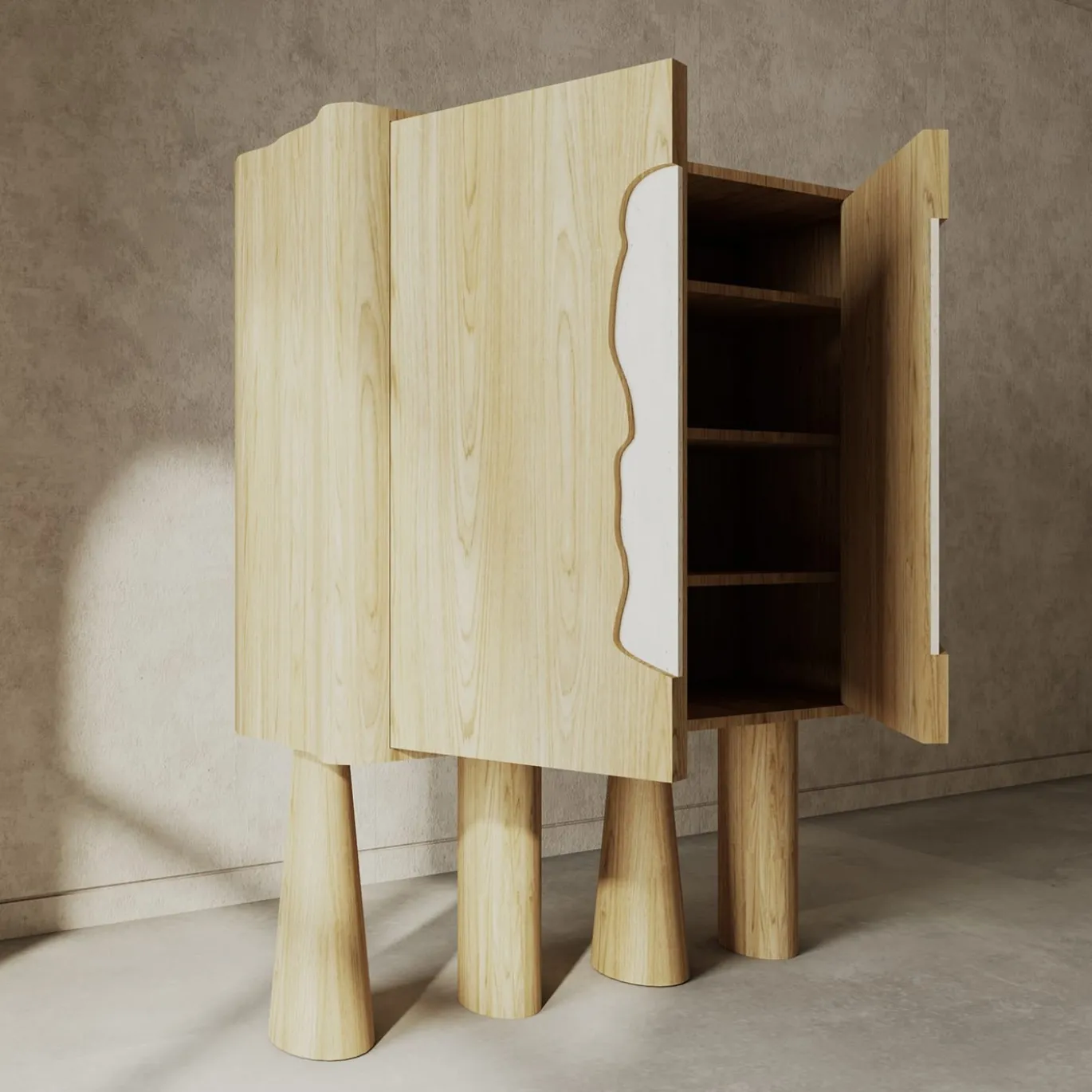 Credenza in rovere e marmo Creta