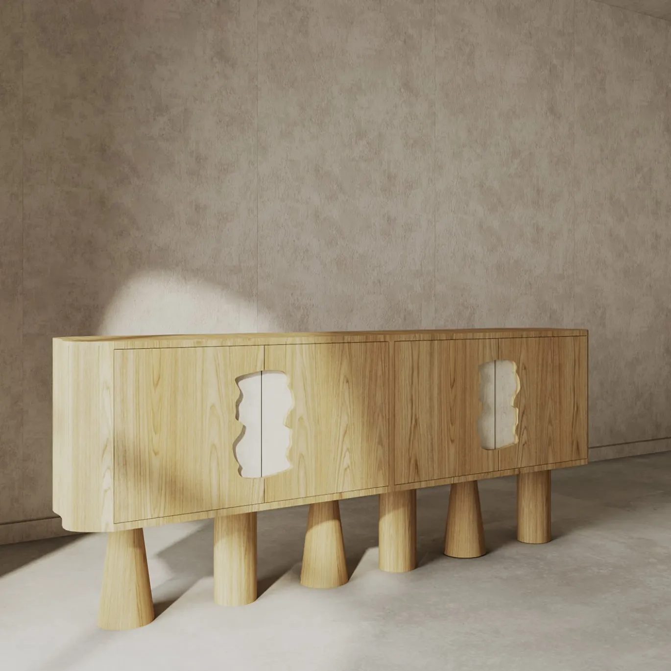 Credenza in rovere e marmo Creta