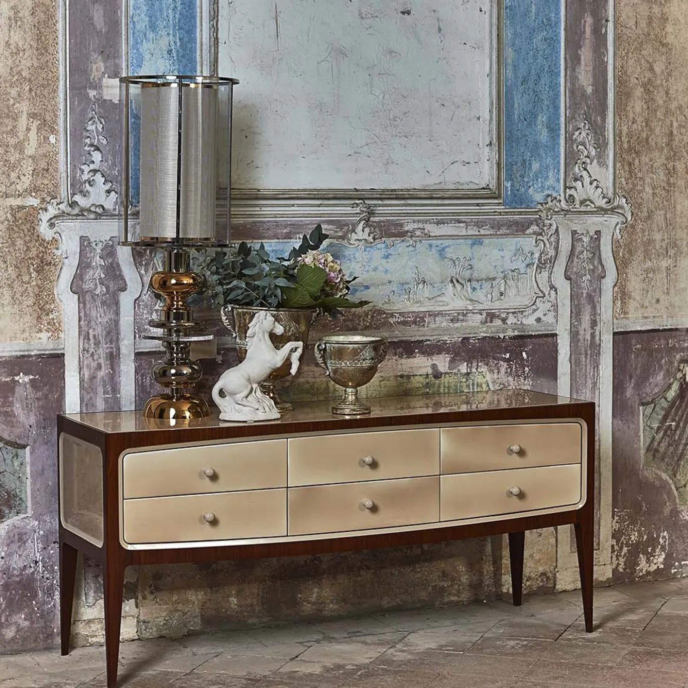 Credenza in stile anni '60 in faggio con cassetti 8712