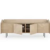 Credenza INTARSIO cipria lucido con scocca in rovere naturale intarsiata a mano