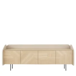 Credenza INTARSIO laccata marmorino con scocca in rovere naturale intarsiata a mano