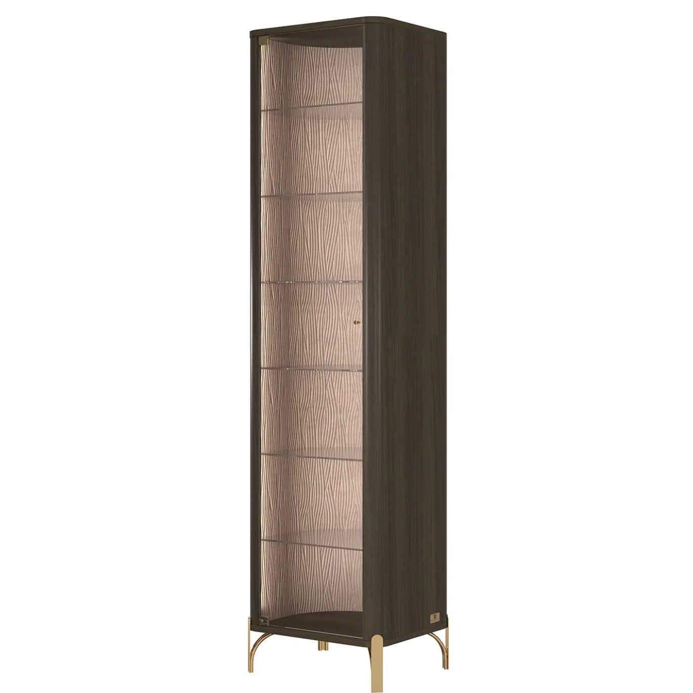 Credenza in vetro con porta singola e illuminazione a LED