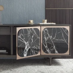 Credenza Margarette a 4 ante effetto marmo Breccia Imperiale