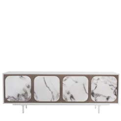 Credenza Margarette a 4 porte Trinity effetto marmo bianco