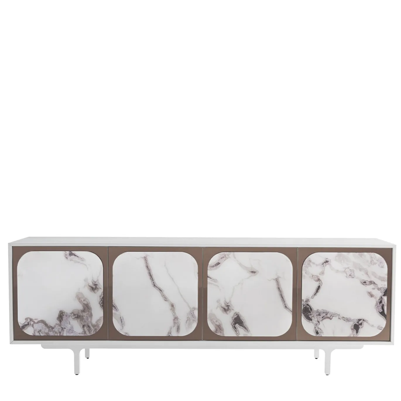 Credenza Margarette a 4 porte Trinity effetto marmo bianco