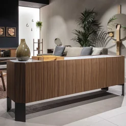 Credenza Miele a 4 ante in Canaletto e Carrara