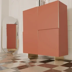 Credenza Minimalista V Alta in Legno Arancione