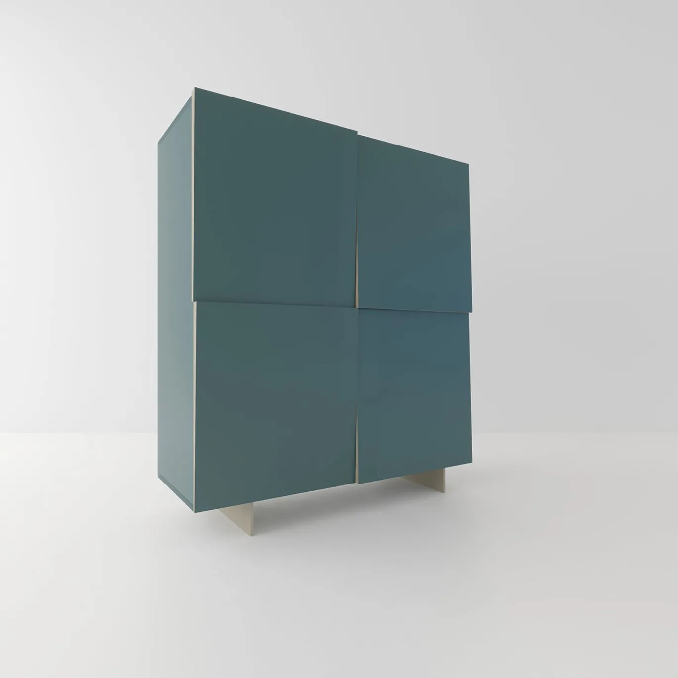 Credenza minimalista V alta in legno laccato verde