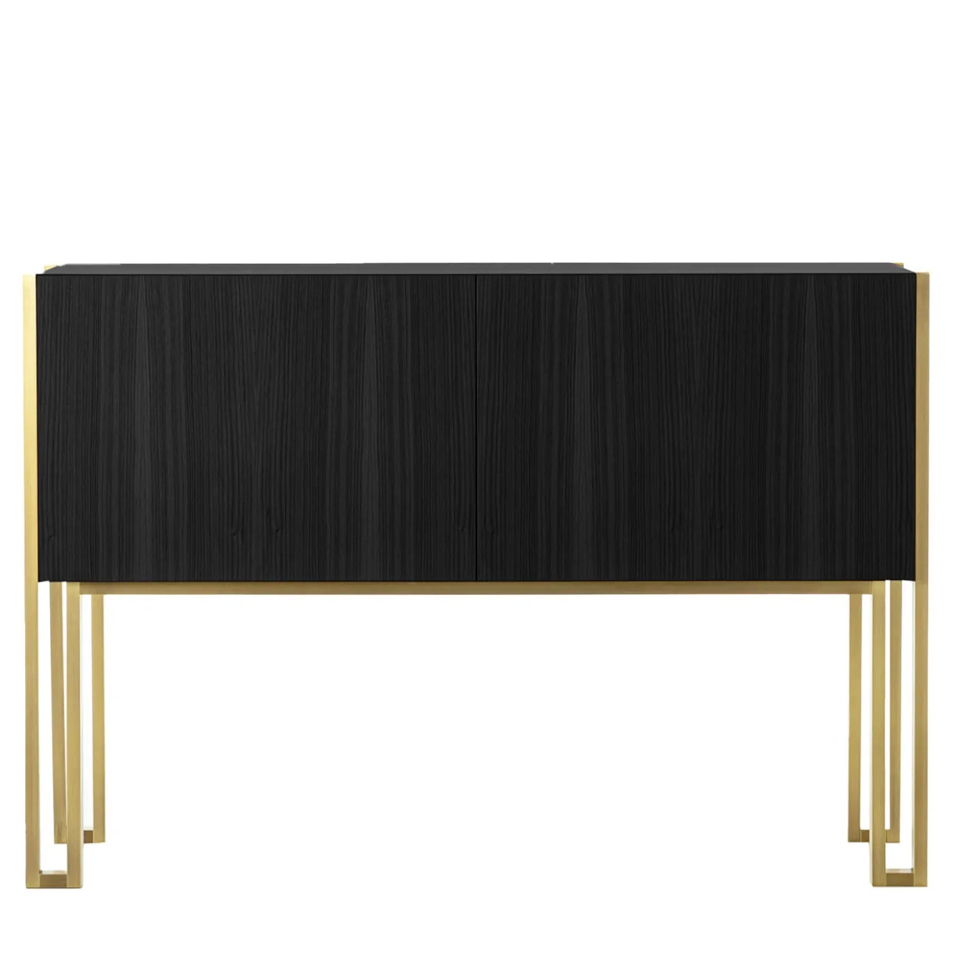 Credenza Mirage Vintage con gambe in ottone in nero opaco