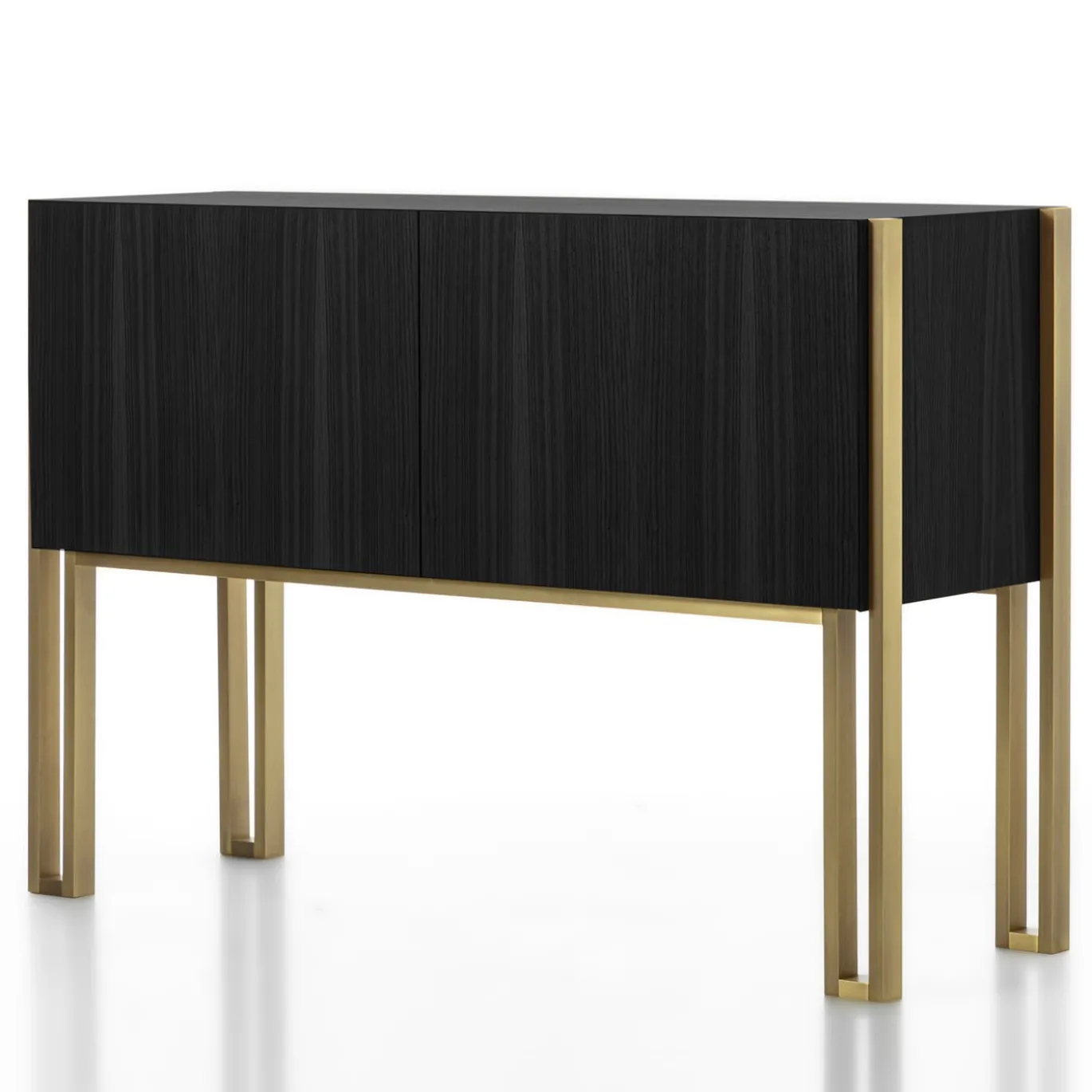 Credenza Mirage Vintage con gambe in ottone in nero opaco