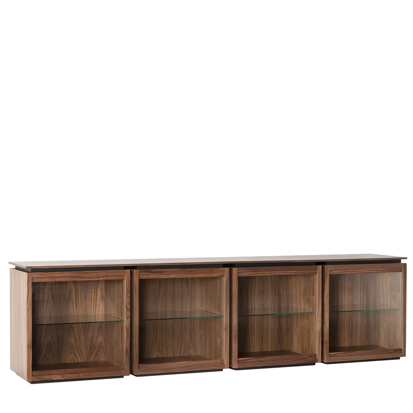 Credenza modulare Mesh con 4 contenitori e ante in vetro di Gabriele Cappelletti