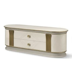 Credenza multimediale bianca e oro