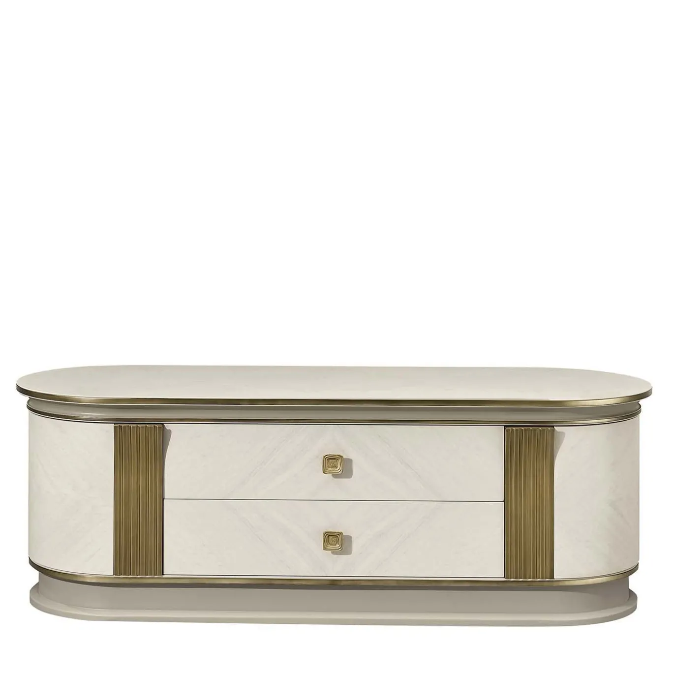 Credenza multimediale bianca e oro