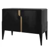 Credenza nera in legno a due porte con maniglie in ottone satinato della collezione Studio Privè