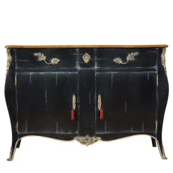 Credenza nera in stile veneziano Venezia '700 Luigi XV