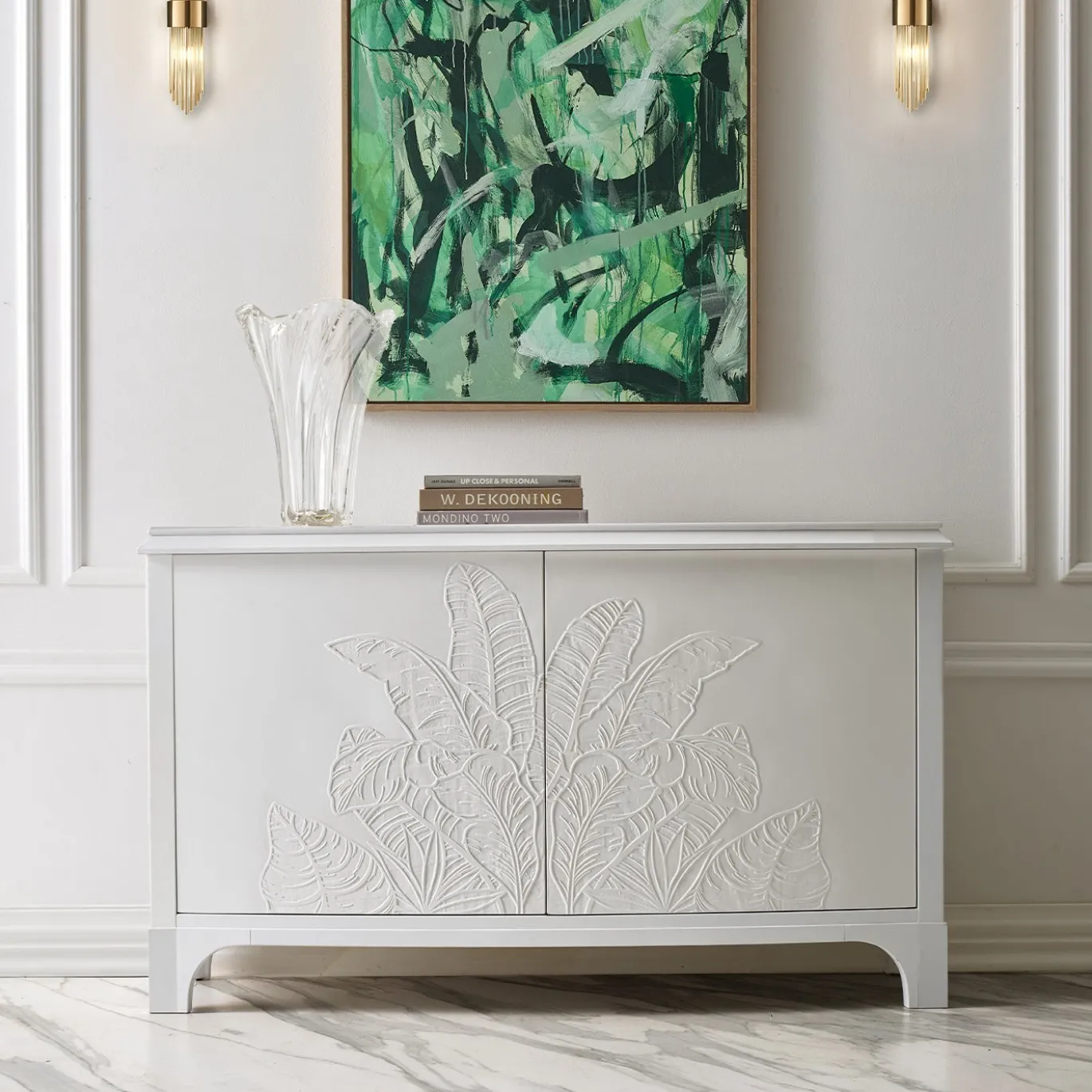 Credenza Novecento in legno di ciliegio bianco