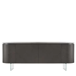 Credenza Opera in Noce Canaletto con Base in Vetro