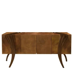 Credenza Opus Futura in legno e pelle cioccolato di Carlo Rampazzi