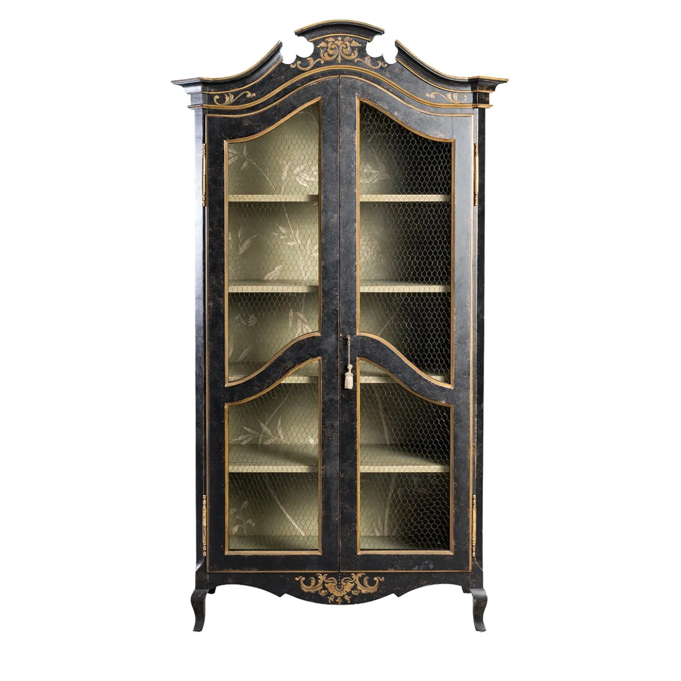 Credenza Padua Hutch Nera con rami verdi in crescita