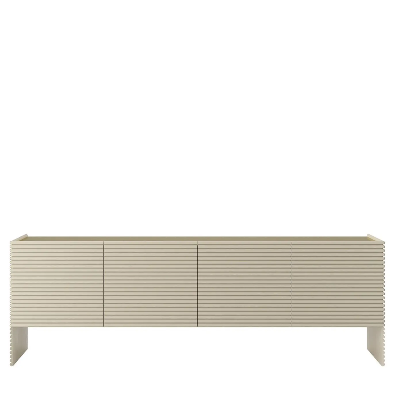 Credenza Patsy a 4 ante in legno beige scanalato