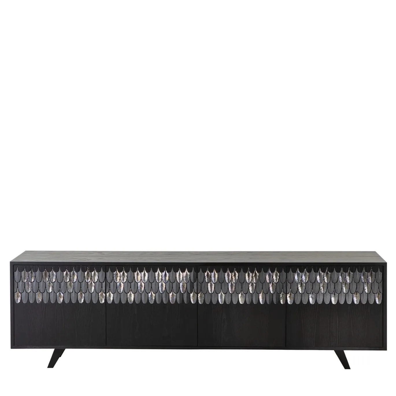 Credenza Plume a 4 ante in ceramica e legno nero