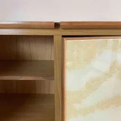 Credenza quadrata a 4 ante in vetro e rovere di Mascia Meccani