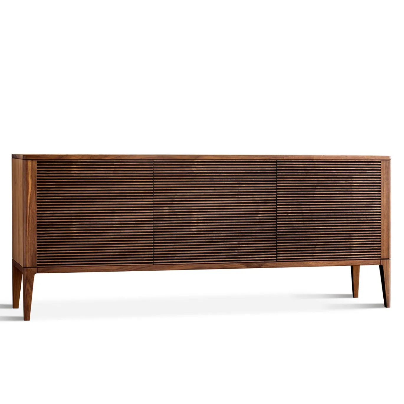 Credenza Riga Grande in Noce con Dettagli in Legno Scuro