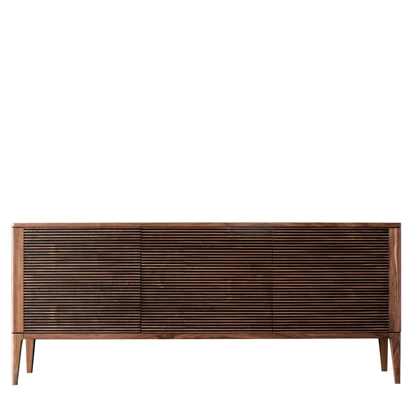 Credenza Riga Grande in Noce con Dettagli in Legno Scuro