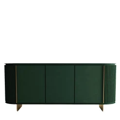 Credenza rotonda verde Dobos con accenti in metallo