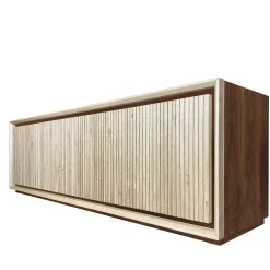 Credenza scanalata a 4 ante Fuga Noce Uno di Mascia Meccani