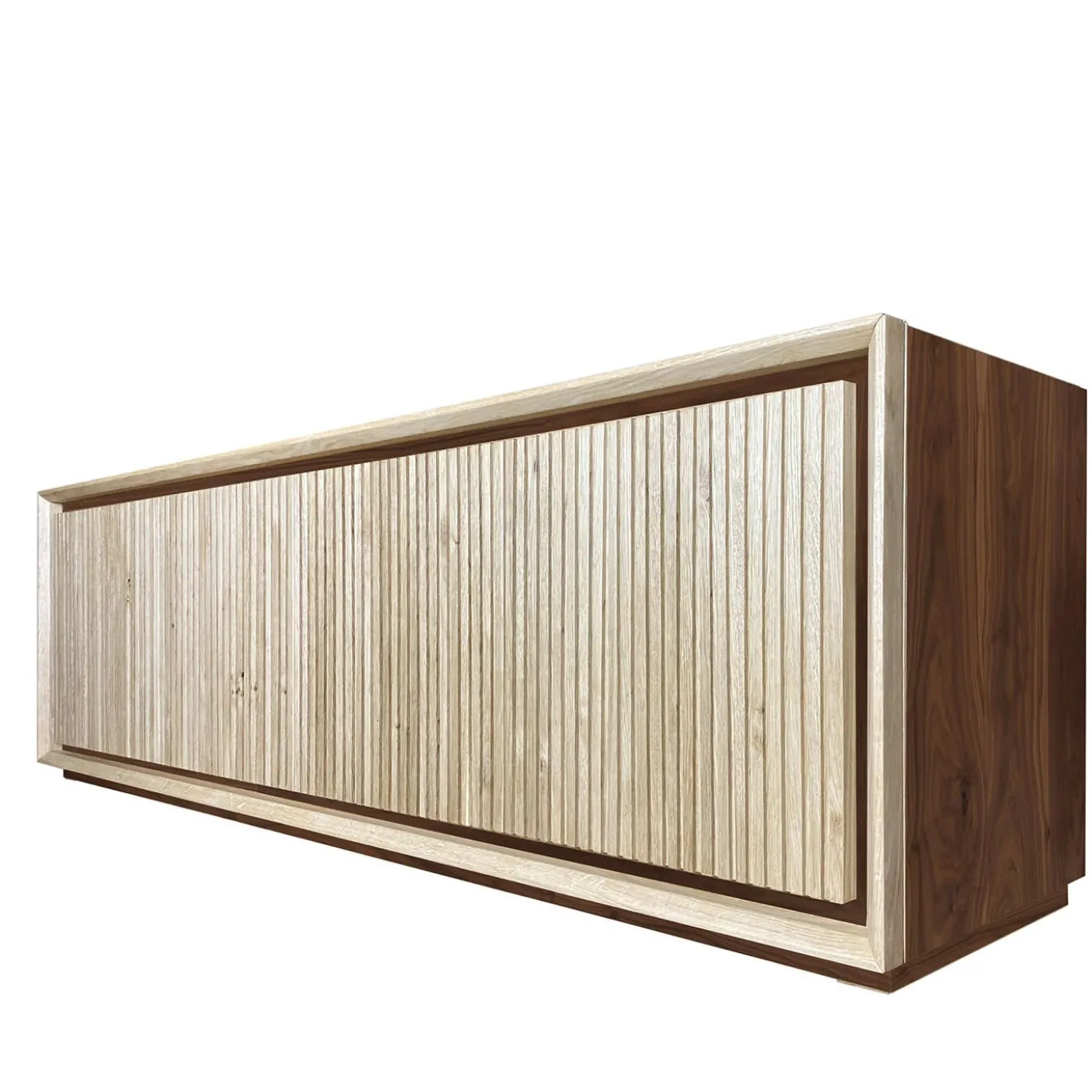 Credenza scanalata a 4 ante Fuga Noce Uno di Mascia Meccani