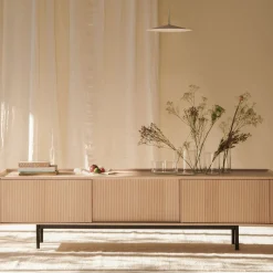 Credenza Sipario 3 porte bassa in frassino naturale