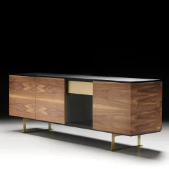 Credenza Sira in frassino finitura moka e noce canaletto