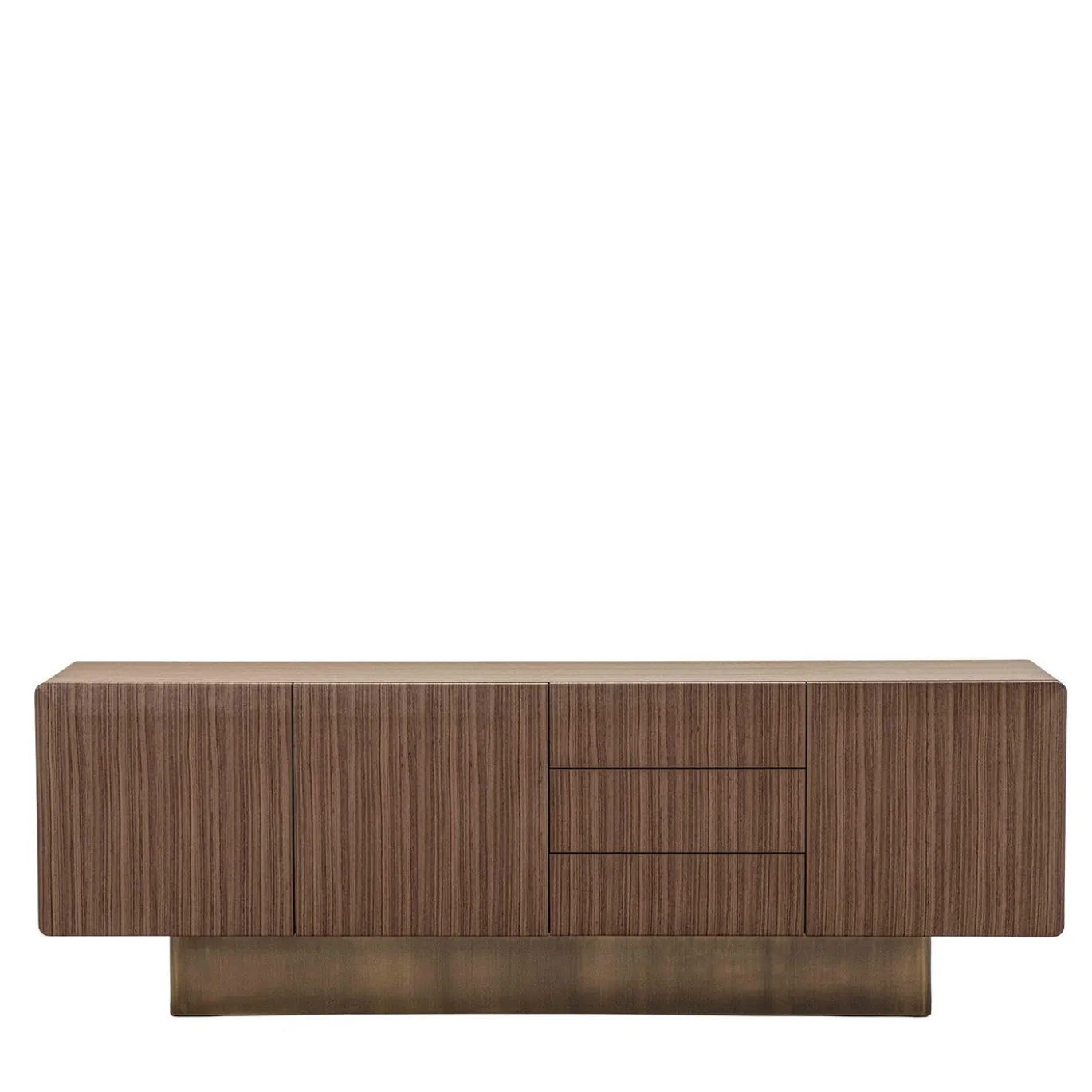 Credenza SIR 4 in noce con base in ottone bronzato