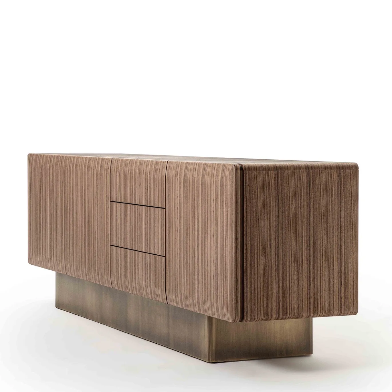 Credenza SIR 4 in noce con base in ottone bronzato