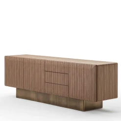 Credenza SIR 4 in noce con base in ottone bronzato